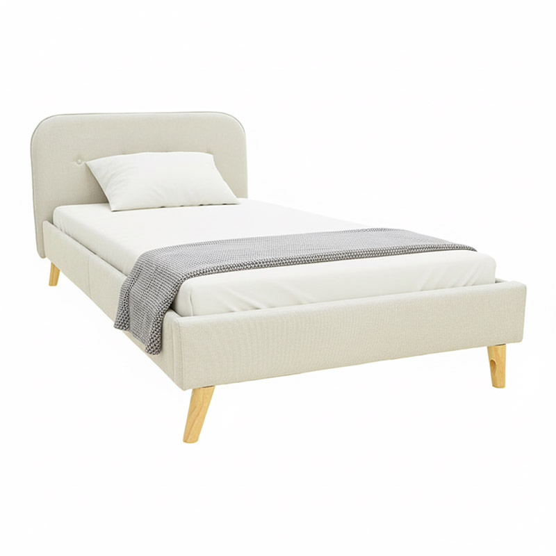 Κρεβάτι LumiLux pakoworld ύφασμα σε μπεζ απόχρωση 100x200εκ 1