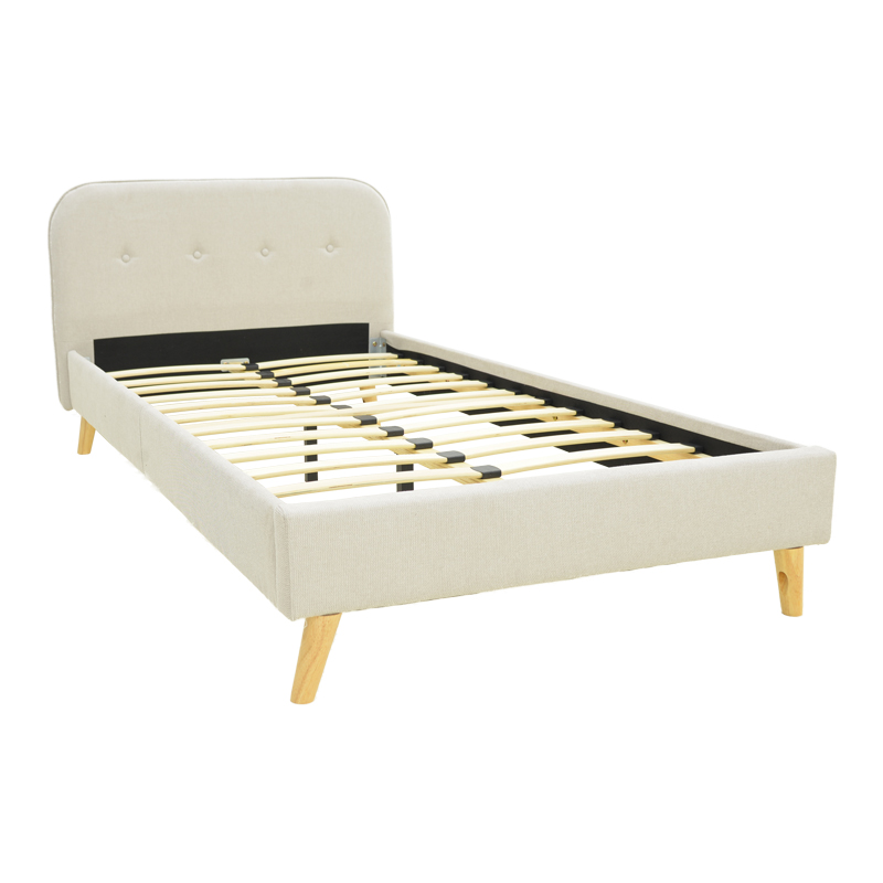 Κρεβάτι LumiLux pakoworld ύφασμα σε μπεζ απόχρωση 100x200εκ 3