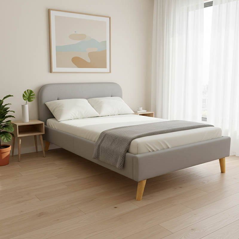 Κρεβάτι LumiLux pakoworld ύφασμα σε γκρι απόχρωση 160x200εκ 1