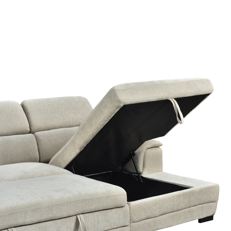 Γωνιακός καναπές-κρεβάτι αριστερή γωνία Dreamora pakoworld με αποθηκευτικό χώρο ύφασμα μπεζ 270x167x82εκ 7