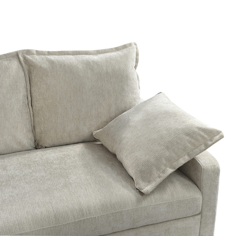 Γωνιακός καναπές κρεβάτι Lounivo pakoworld ύφασμα μπεζ 215x215x84εκ 6