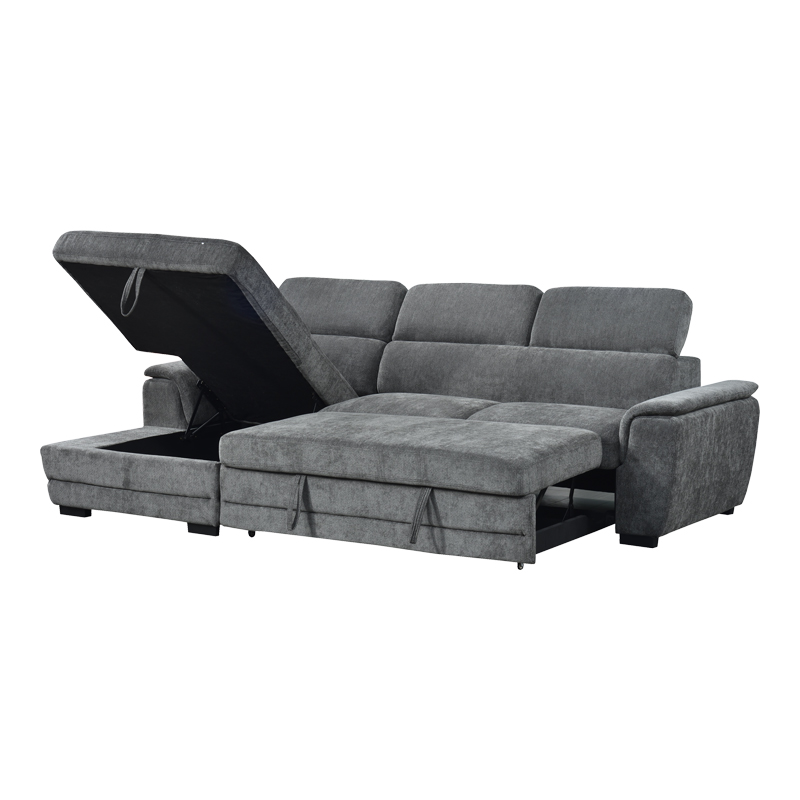 Γωνιακός καναπές-κρεβάτι δεξιά γωνία Dreamora pakoworld με αποθηκευτικό ύφασμα ανθρακί 270x167x82εκ 3