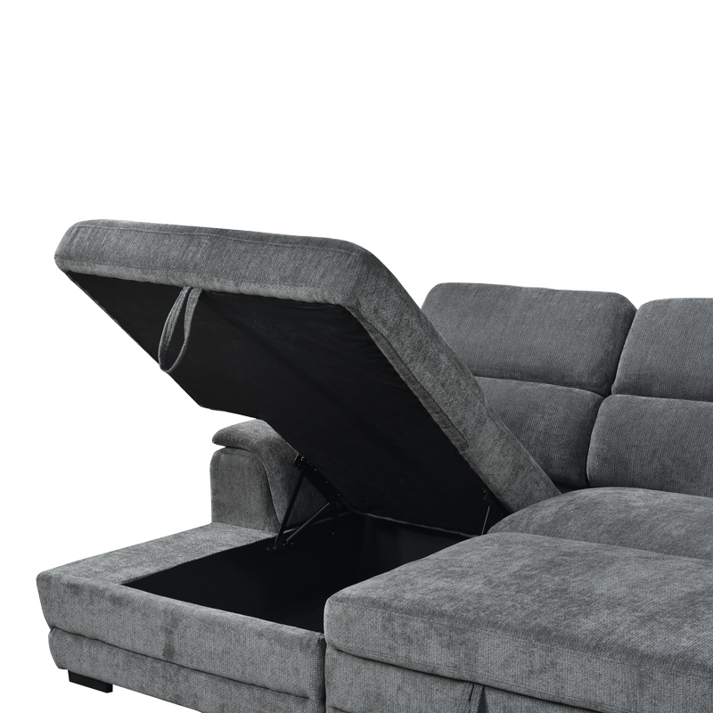 Γωνιακός καναπές-κρεβάτι δεξιά γωνία Dreamora pakoworld με αποθηκευτικό ύφασμα ανθρακί 270x167x82εκ 6