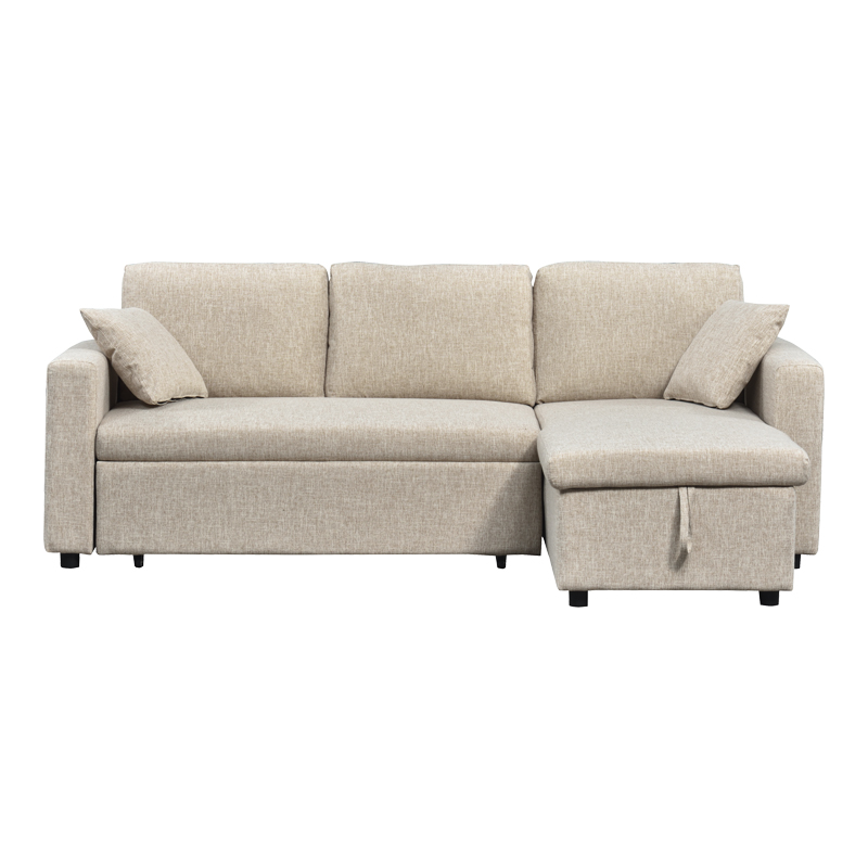 Γωνιακός αναστρέψιμος καναπές κρεβάτι Kamore pakoworld με αποθηκευτικό χώρο ύφασμα μπεζ 223x146x85εκ 5