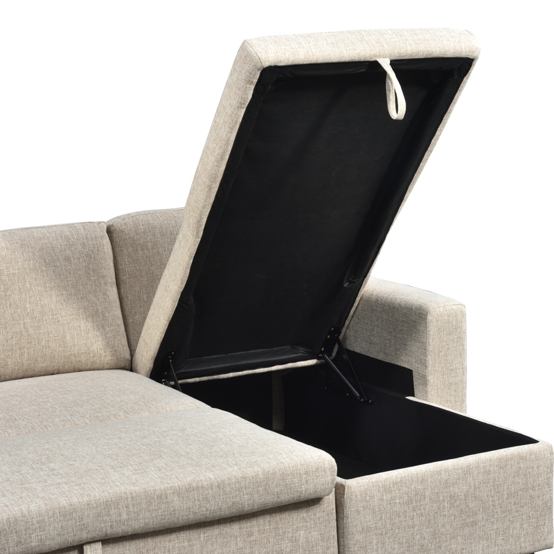 Γωνιακός αναστρέψιμος καναπές κρεβάτι Kamore pakoworld με αποθηκευτικό χώρο ύφασμα μπεζ 223x146x85εκ 7