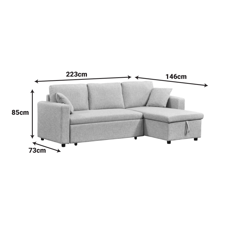 Γωνιακός αναστρέψιμος καναπές κρεβάτι Kamore pakoworld με αποθηκευτικό χώρο ύφασμα μπεζ 223x146x85εκ 9