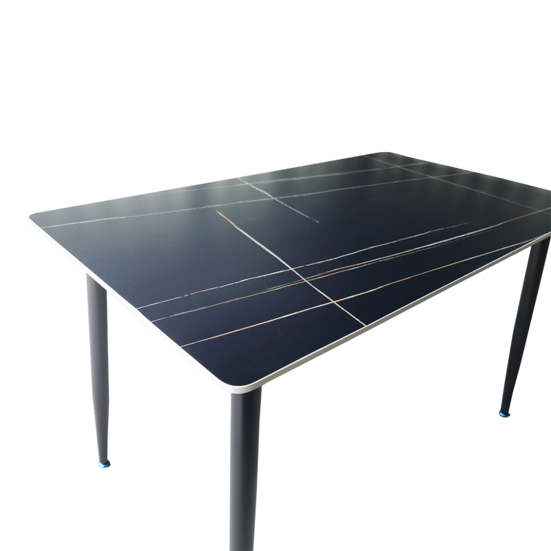 Τραπέζι Pembe pakoworld sintered stone μαύρη όψη μαρμάρου με μαύρα μεταλλικά πόδια 120x70x75εκ 3