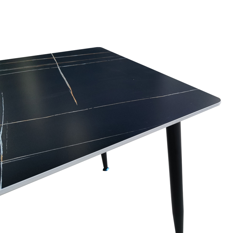 Τραπέζι Pembe pakoworld sintered stone μαύρη όψη μαρμάρου με μαύρα μεταλλικά πόδια 120x70x75εκ 4