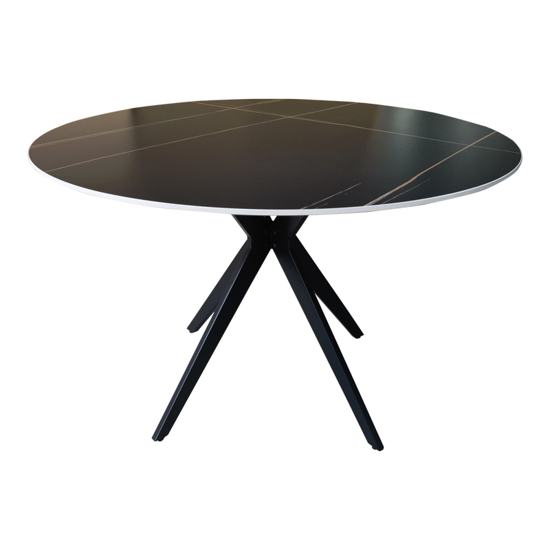Τραπέζι Orbital pakoworld sintered stone μαύρη όψη μαρμάρου με μαύρα μεταλλικά πόδια Φ120x76εκ 3