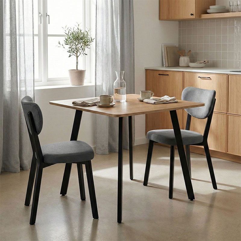 Τραπέζι Squaro pakoworld sonoma mdf με μαύρα μεταλλικά πόδια 80x80x75εκ 1