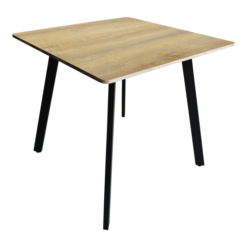 Τραπέζι Squaro pakoworld sonoma mdf με μαύρα μεταλλικά πόδια 80x80x75εκ 2