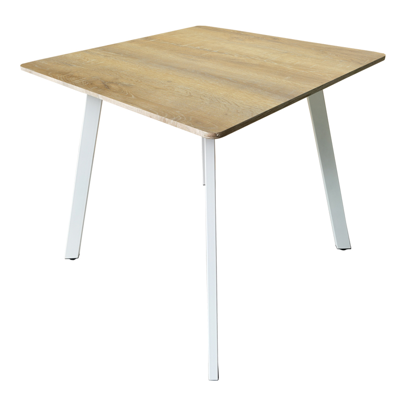 Τραπέζι Squaro pakoworld sonoma mdf με λευκά μεταλλικά πόδια 80x80x75εκ 2