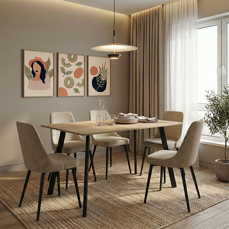 Τραπέζι Squaro pakoworld sonoma mdf με μαύρα μεταλλικά πόδια 120x70x75εκ 1