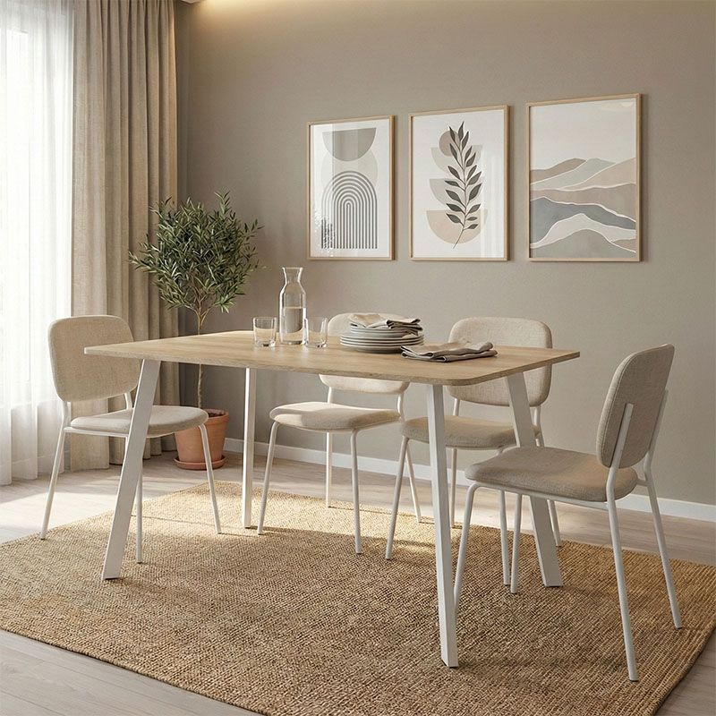 Τραπέζι Squaro pakoworld sonoma mdf με λευκά μεταλλικά πόδια 120x70x75εκ 1