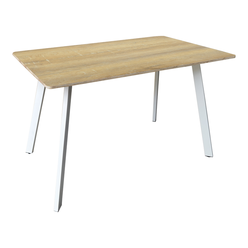 Τραπέζι Squaro pakoworld sonoma mdf με λευκά μεταλλικά πόδια 120x70x75εκ 2