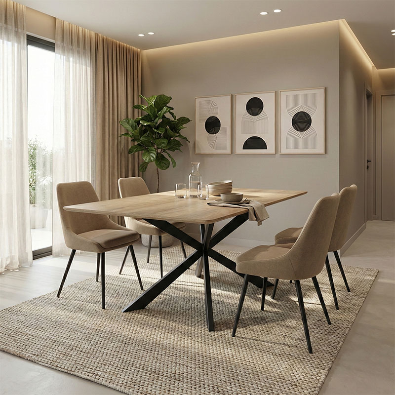 Τραπέζι Aragne pakoworld sonoma mdf με μαύρα μεταλλικά πόδια 160x90x75εκ 1