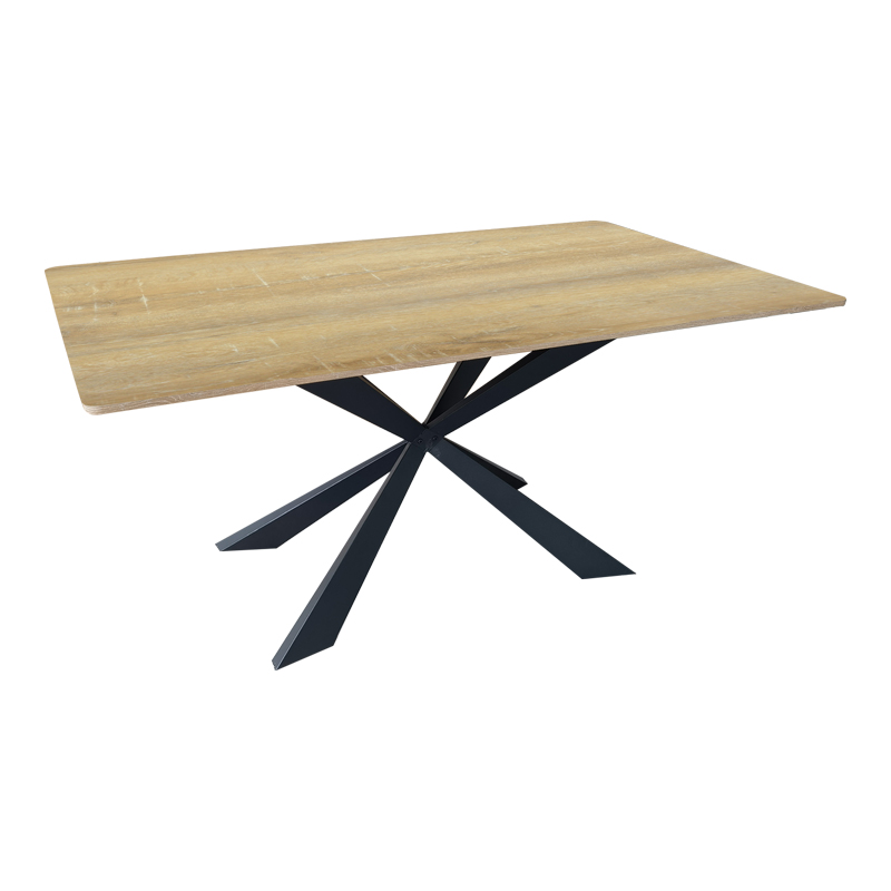 Τραπέζι Aragne pakoworld sonoma mdf με μαύρα μεταλλικά πόδια 160x90x75εκ 2