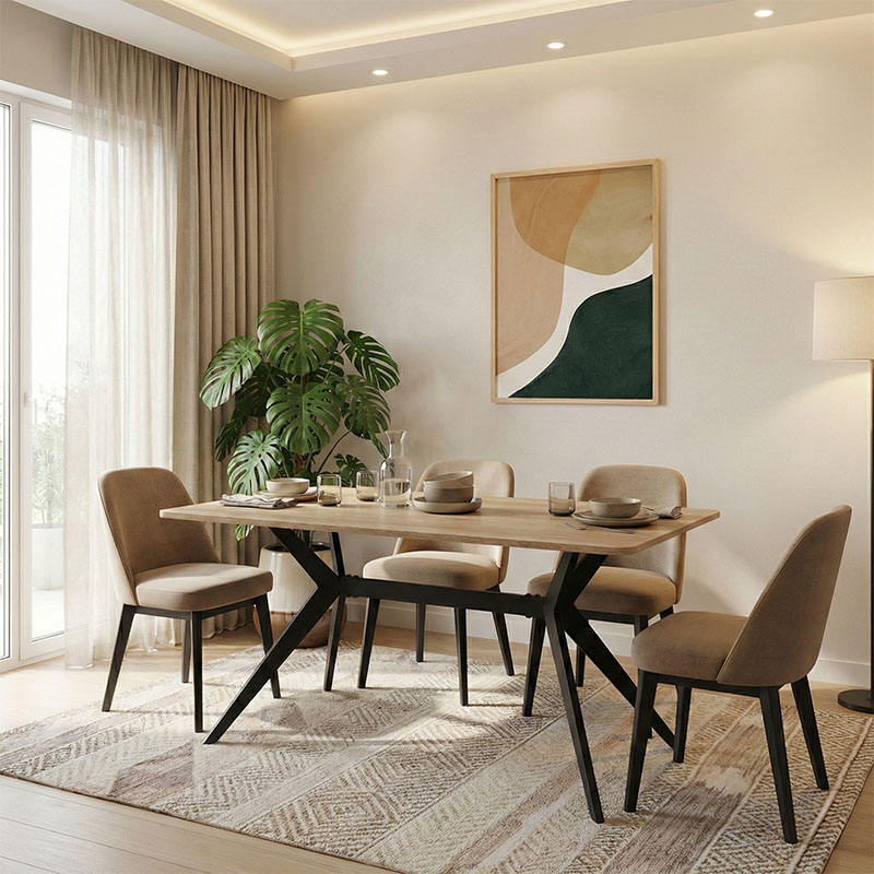 Τραπέζι Ezali pakoworld sonoma mdf με μαύρα μεταλλικά πόδια 140x80x75εκ 1