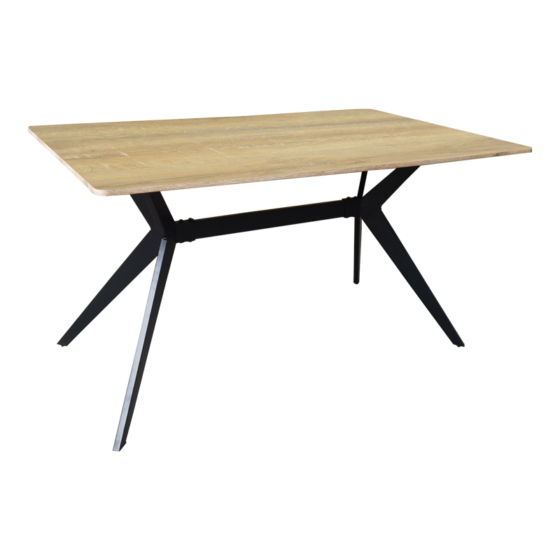 Τραπέζι Ezali pakoworld sonoma mdf με μαύρα μεταλλικά πόδια 140x80x75εκ 2