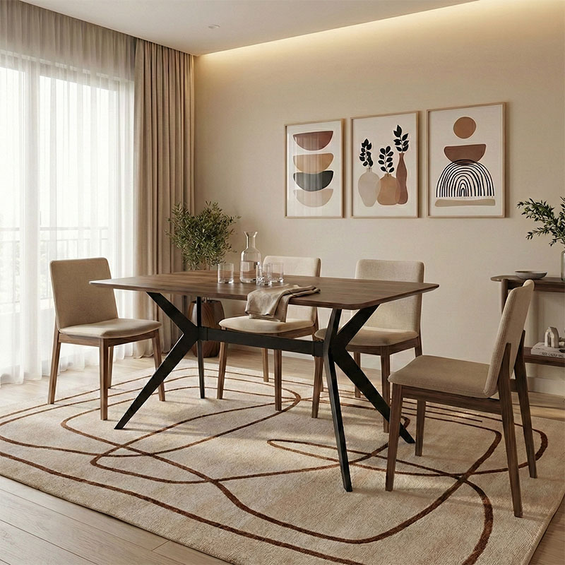 Τραπέζι Ezali pakoworld mdf καρυδί με μαύρα μεταλλικά πόδια 140x80x75εκ 1