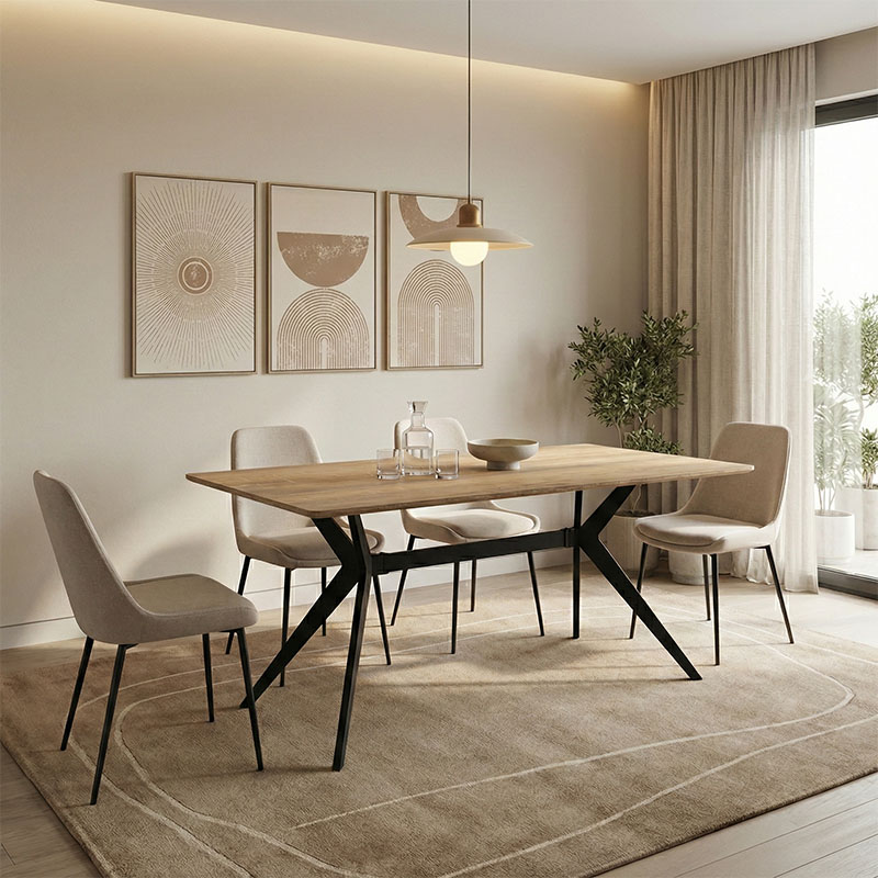 Τραπέζι Ezali pakoworld sonoma mdf με μαύρα μεταλλικά πόδια 160x90x75εκ 1