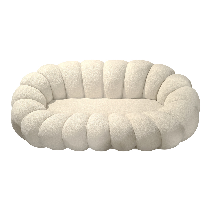 Καναπές Embrace pakoworld μπουκλέ ύφασμα σε μπεζ απόχρωση 180x105x65εκ 3