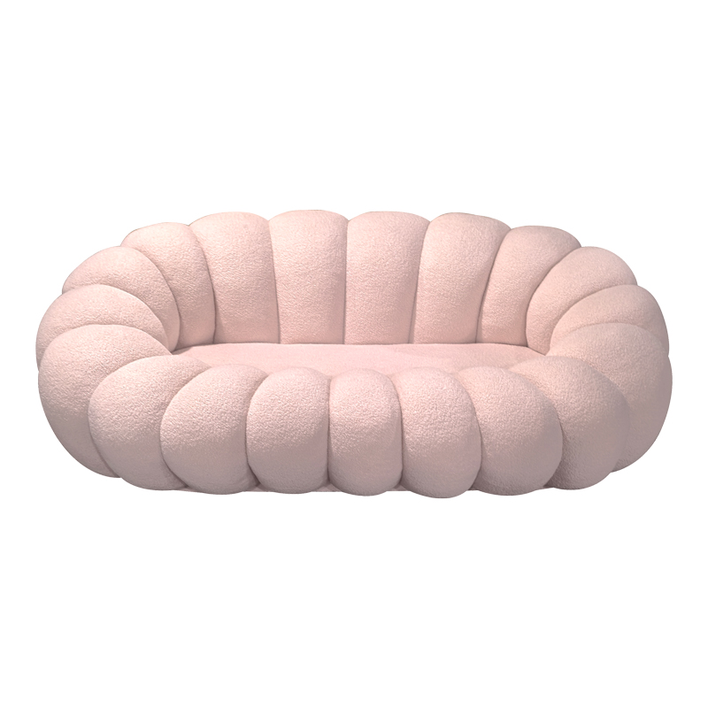 Καναπές Embrace pakoworld μπουκλέ ύφασμα σε ροζ απόχρωση 180x105x65εκ 4