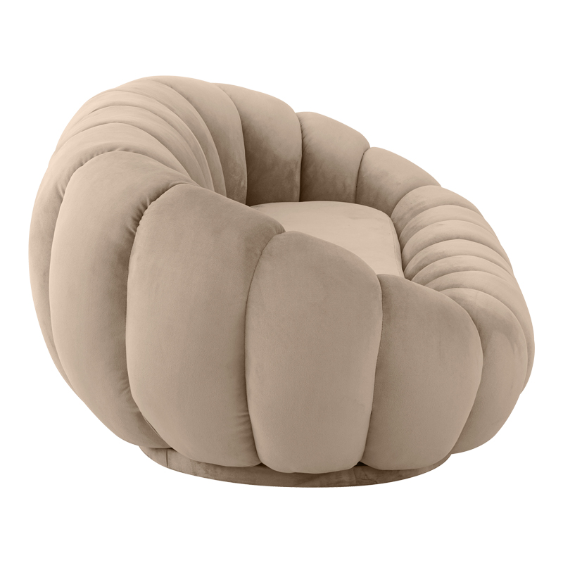 Καναπές Embrace pakoworld βελούδο σε γκρι μπεζ απόχρωση 180x105x65εκ 3