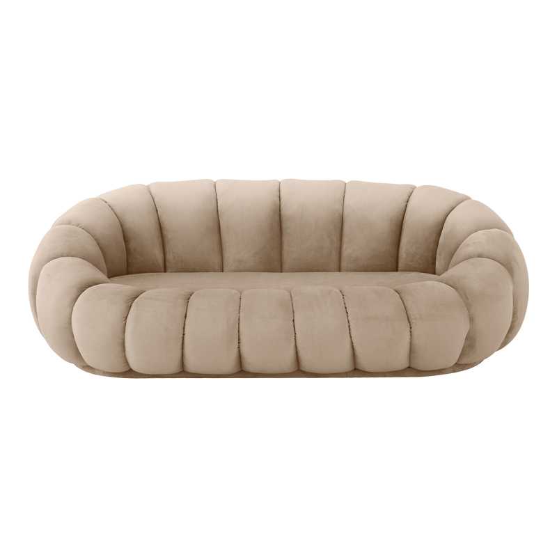 Καναπές Embrace pakoworld βελούδο σε γκρι μπεζ απόχρωση 180x105x65εκ 4