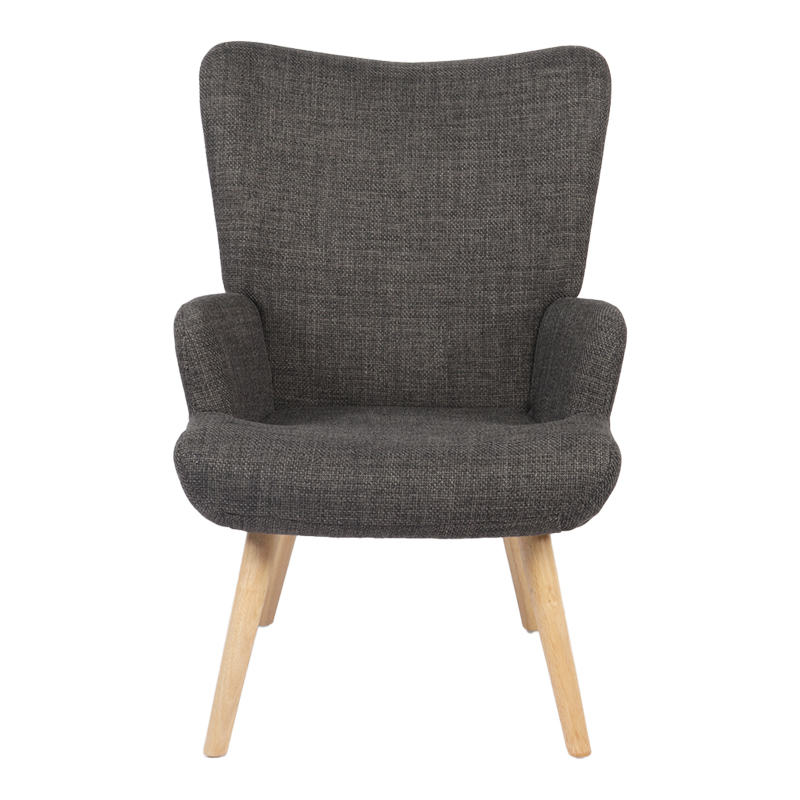 Πολυθρόνα-μπερζέρα Gerlina pakoworld ανθρακί ύφασμα με πόδι σε φυσική απόχρωση 71x64x94εκ 4