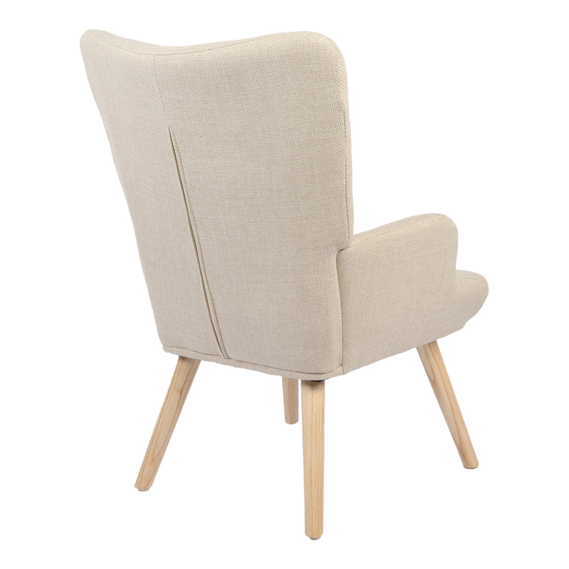 Πολυθρόνα-μπερζέρα Gerlina pakoworld κρεμ ύφασμα με πόδι σε φυσική απόχρωση 71x64x94εκ 2