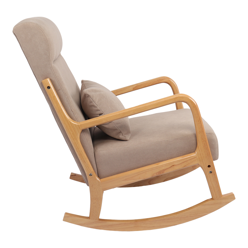 Κουνιστή πολυθρόνα Edeldy pakoworld γκρι-μπεζ ύφασμα με πόδι σε φυσική απόχρωση 102x66x99εκ 3