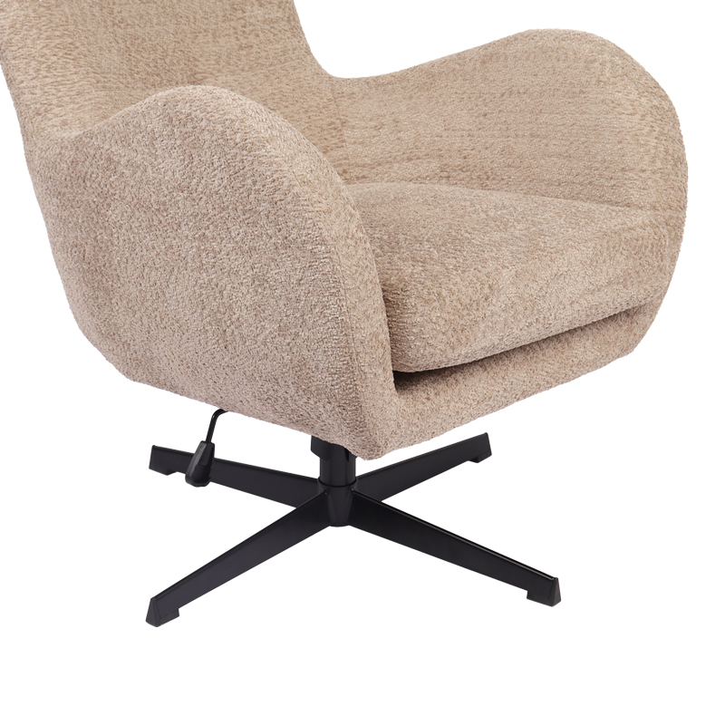 Πολυθρόνα Zefrina pakoworld περιστρεφόμενη μπεζ ύφασμα με βάση σε μαύρη απόχρωση 77x82x100-107εκ 7