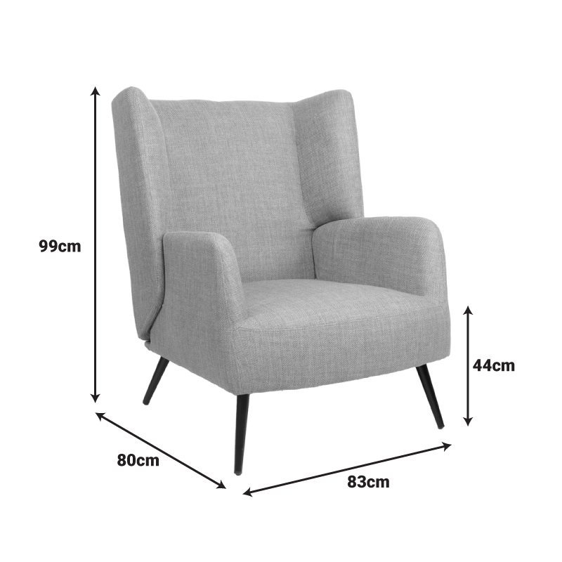 Πολυθρόνα Mareta pakoworld γκρι-μπεζ ύφασμα με πόδι σε μαύρη απόχρωση 83x80x99εκ 8