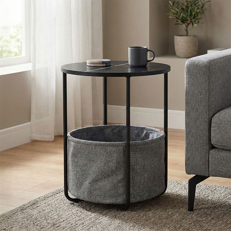 Βοηθητικό τραπέζι Fredami pakoworld μαύρο μαρμάρου Φ40x50εκ 1