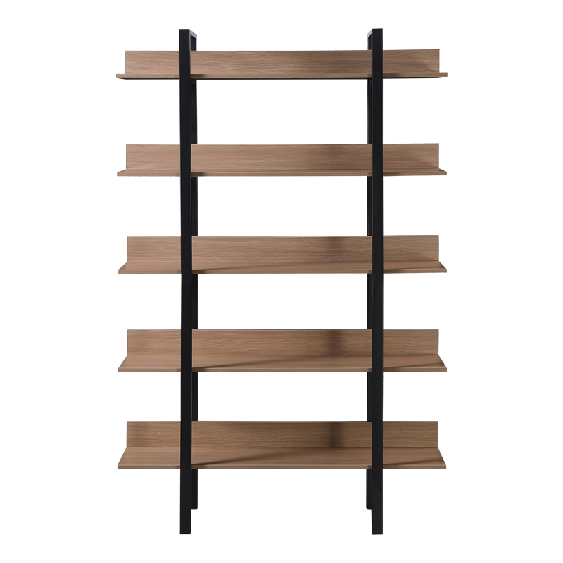 Βιβλιοθήκη Boderta pakoworld σε sonoma-μαύρη απόχρωση 120x30x190εκ 3