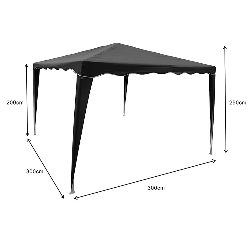 Κιόσκι Gazebo pakoworld μεταλλικός σκελετός - ύφασμα ανθρακί 3x3m 6