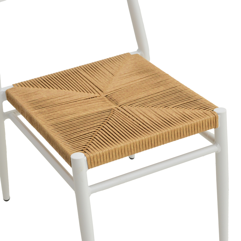 Καρέκλα Giardino pakoworld στοιβαζόμενη αλουμίνιο σε λευκή -pe rattan σε φυσική απόχρωση 45x56x82εκ 8