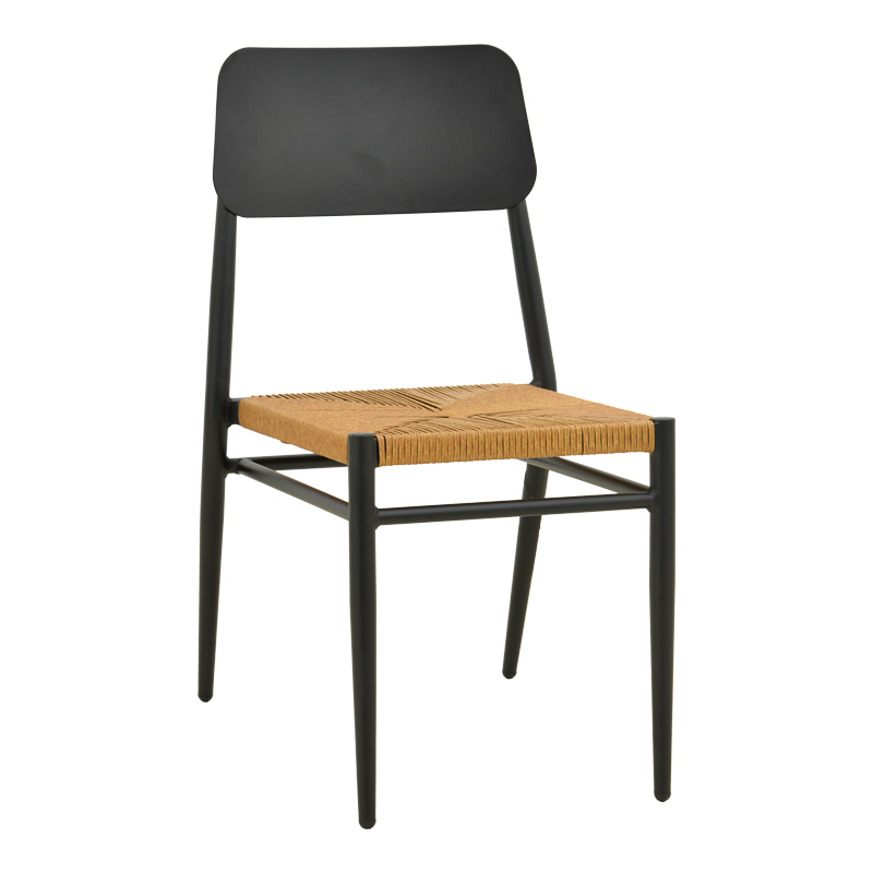 Καρέκλα Giardino pakoworld στοιβαζόμενη αλουμίνιο σε μαύρη -pe rattan σε φυσική απόχρωση 45x56x82εκ 1