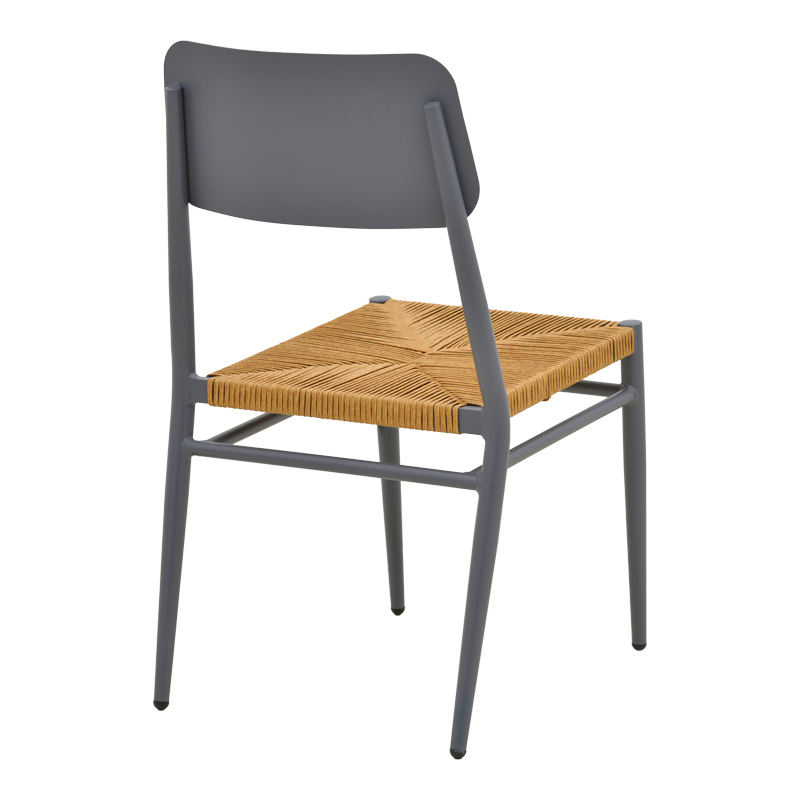 Καρέκλα Giardino pakoworld στοιβαζόμενη αλουμίνιο σε ανθρακί -pe rattan σε φυσική απόχρωση 45x56x82εκ 3