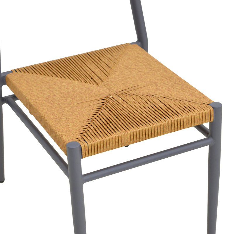 Καρέκλα Giardino pakoworld στοιβαζόμενη αλουμίνιο σε ανθρακί -pe rattan σε φυσική απόχρωση 45x56x82εκ 8