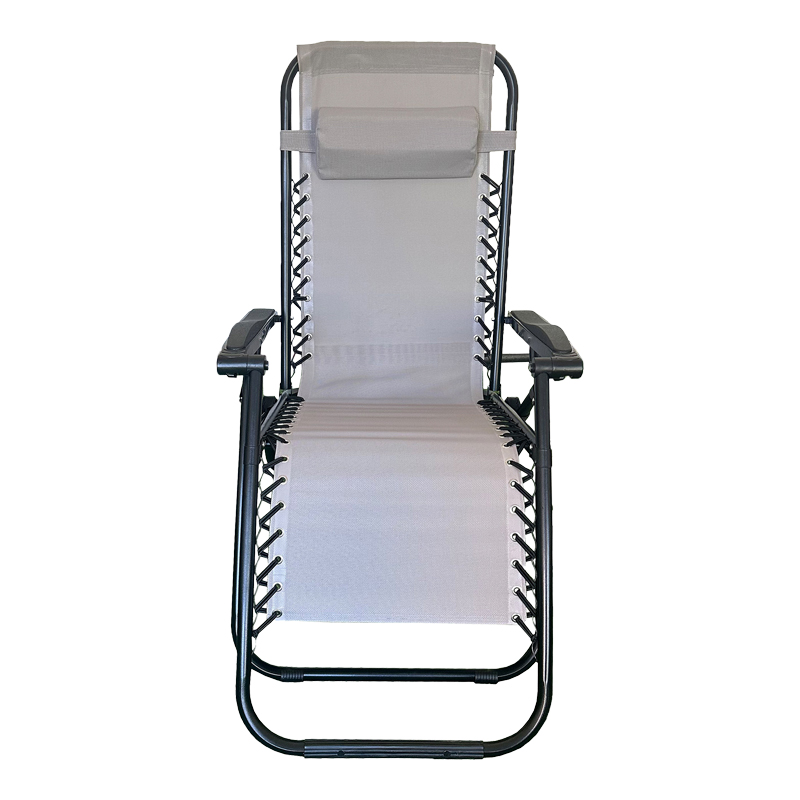 Πολυθρόνα relax πτυσσόμενη Mirka pakoworld γκρι textilene με μαύρο μέταλλο 65x165x110εκ 4