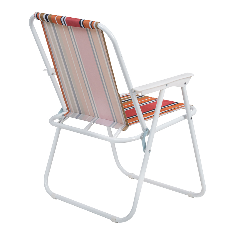 Καρεκλάκι παραλίας-camping Jette pakoworld ροζ ριγέ-λευκό μέταλλο 53x56x73εκ 2