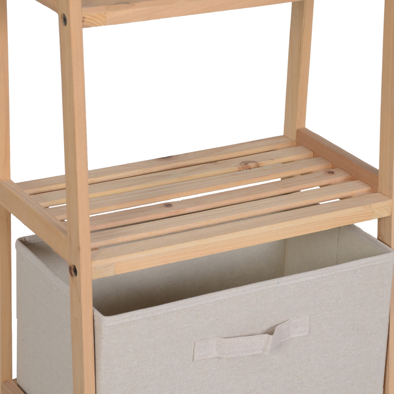 Ραφιέρα δαπέδου με συρτάρια Wolen pakoworld ξύλο ελάτου-ύφασμα σε φυσική-μπεζ απόχρωση 42x27.5x139εκ 5