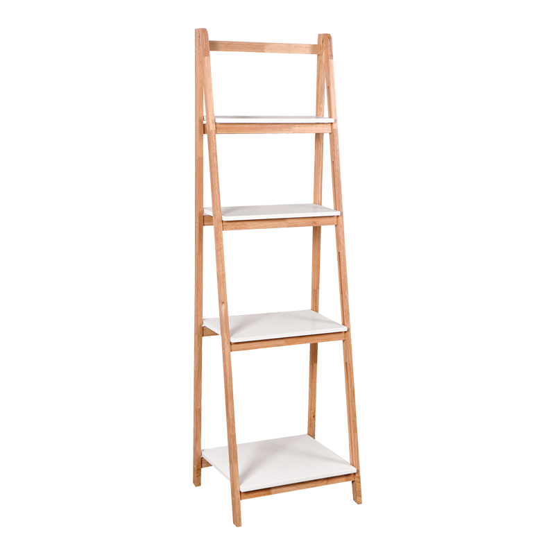 Ραφιέρα δαπέδου Benwen pakoworld πτυσσόμενη rubberwood-mdf σε λευκή-φυσική απόχρωση 42x34.5x140εκ 1