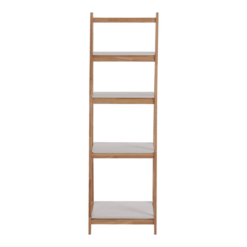 Ραφιέρα δαπέδου Benwen pakoworld πτυσσόμενη rubberwood-mdf σε λευκή-φυσική απόχρωση 42x34.5x140εκ 3