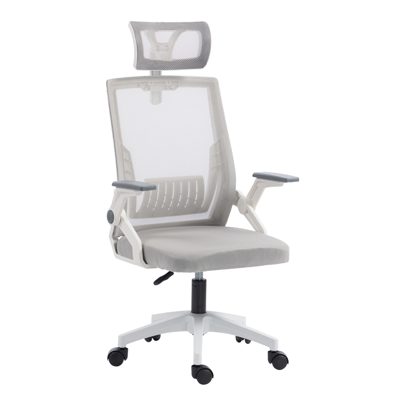 Καρέκλα γραφείου Plymot pakoworld λευκή - mesh γκρι 48x58x112-122εκ 1