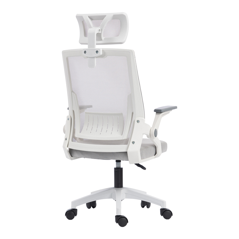 Καρέκλα γραφείου Plymot pakoworld λευκή - mesh γκρι 48x58x112-122εκ 3
