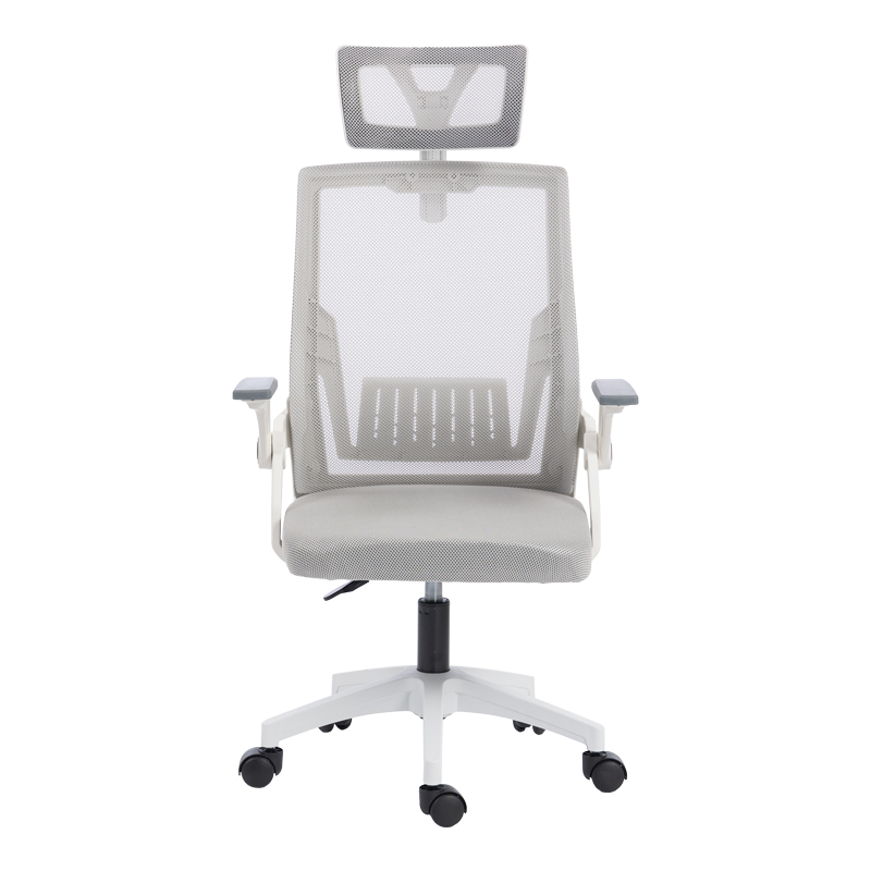 Καρέκλα γραφείου Plymot pakoworld λευκή - mesh γκρι 48x58x112-122εκ 6