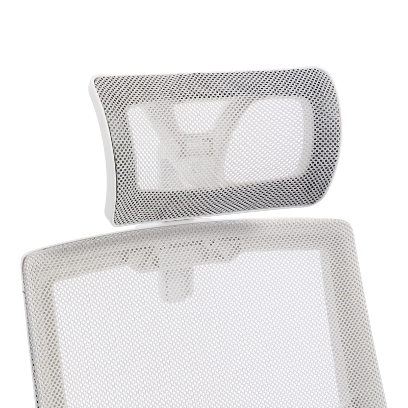 Καρέκλα γραφείου Plymot pakoworld λευκή - mesh γκρι 48x58x112-122εκ 8